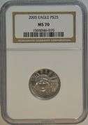 Perfect NGC MS70 graded 2005 $25 pure Platinum Eagle