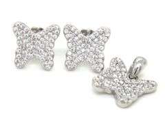Set of 925 sterling silver butterfly cubic zirconia stud earrings and charm
