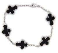 925 Sterling silver 5 black onyx cross bracelet
