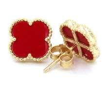 10mm Coral clover stud earrings in 925 sterling silver