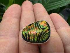 Sterling Silver 925 One of a Kind Dichroic Glass Ring Size 6