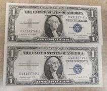 6 Lots Of 2 (12 Notes Total) Consecutive Silver Certificates, UNC