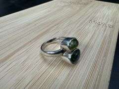 Sterling Silver Idocrase & Black Opal Gemstone Ring Size 6