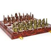 Egyptian-Style Metal Chess Set with Wooden Board