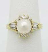 18k Gold Pearl & Diamond Halo Ring