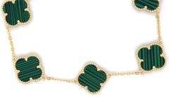 925 Sterling silver 5 clover malachite bracelet