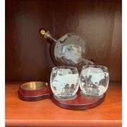 Crystal Whiskey Globe Decanter Set with Four Glasses
