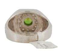 Gents 0.60ct Demantoid Garnet and 0.70ctw Diamond Frame Signet Ring in 18K