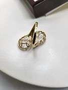 Handmade 18k gold designer ring featuring a diamond, ready for your selected pearl shape stone.