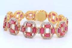 24+ CTTW Ruby and Diamond Bracelet with Gold Overlay