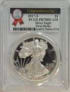 PCGS PR70 DCAM graded 2017-S Congratulation Set Silver Eagle. First Strike
