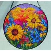 Hand-Painted Stained Glass Sunflower Window Hanging Suncatcher