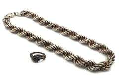 Set of vintage 925 sterling silver necklace and ring