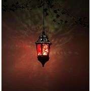 Hanging Lantern with Purple Glass Panels