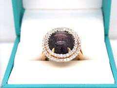 Dazzling Rare Natural Unheated 15.20CTW Cabochon-Cut Star Ruby & Round Brilliant Cut White Sapphire 