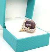 Fabulous Massive 18.51CTS Cabochon-Cut Star Ruby 1.65CTW White Sapphire Ring in 14K Yellow Gold Over