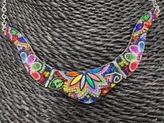 Original Handmade Mosaico Necklace & Earring Set 925 Sterling Silver Mexico Artistic Jewelry