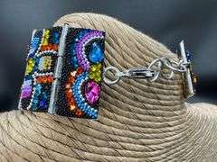 Original Handmade Mosaico Bracelet 8.5" 925 Sterling Silver Mexico Artistic Jewelry