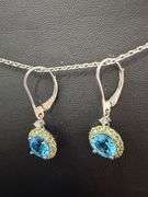 Genuine Blue Topaz & Peridot Halo Earrings in 925 Silver – Brilliant Color Contrast