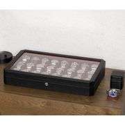 Carbon Finish Watch Display Case with Glass Lid and Lock