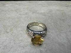Sterling Silver Natural Gemstone Citrine Ring Size 6