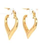 14kt Yellow gold heart shaped hoop earrings