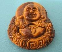 HAND CARVED TIGER EYE BUDDHA PENDANT