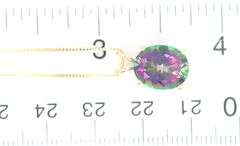 14kt Yellow gold oval Mystic topaz pendant on chain