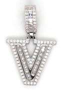 925 Sterling silver Initial V cubic zirconia pendant