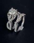 14 Kt White Gold Plate 2 Band Stackable 2.65 Ct Lab Simulated Diamond Ring Set