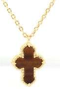Tiger of eye cross pendant on chain