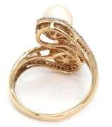 14kt Yellow gold 7-7.5mm double pearl and diamond loop ring