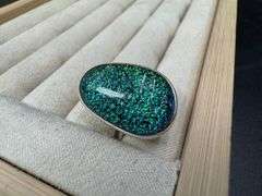 Sterling Silver 925 One of a Kind Dichroic Glass Ring Size 9