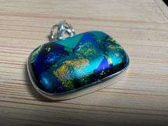 Sterling Silver 925 One of a Kind Dichroic Glass Pendant