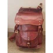 Full Grain Leather Laptop Backpack Travel Rucksack