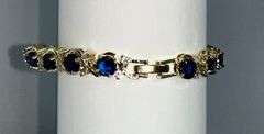 White Gold Plated Huge 11 Ctw Lab Simulated Diamond and Blue Sapphire Tennis Bracelet