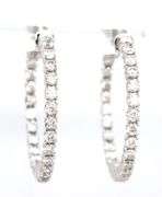 14kt White gold 1.45ctw diamond in out hoop earrings