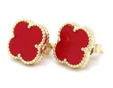 10mm Coral clover stud earrings in 925 sterling silver