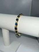 White Gold Plated Huge 11 Ctw Lab Simulated Diamond and Blue Sapphire Tennis Bracelet