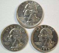 3 Lustrous off-center Washington Quarter errors