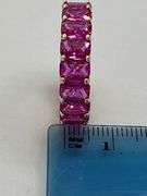 925 Sterling Silver Rose Gold Tone Emerald Cut Pink Color Stone Eternity Band Ring