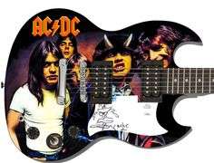 Angus Young AC/DC Signed Sketch Graphics Highway To Hell Epiphone SG Guitar ACOA