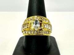 Dazzling 14 Kt Yellow Gold Plated Simulated Diamond Ring