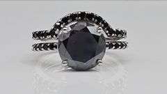 Dazzling 4.75 Ct Silk Black Lab Simulated Diamond 2 Band Ring