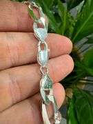 Men's 9.7mm Solid .925 Sterling Silver Flat Figaro Chain Link Italy Bracelet 8" inch