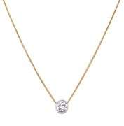 14kt Yellow gold 0.50ct bezel set diamond pendant on chain