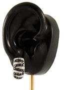 0.65ctw Black and White Diamond Striped Omega Back Earrings in 14K