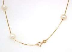 14kt Yellow gold 6.5-7mm pearl station necklace