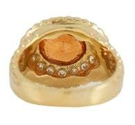 14.50ct Oval Spessartine Garnet and 0.90ctw Diamond Frame Statement Ring in 18K