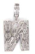 Initial N cubic zirconia pendant in 925 Sterling silver